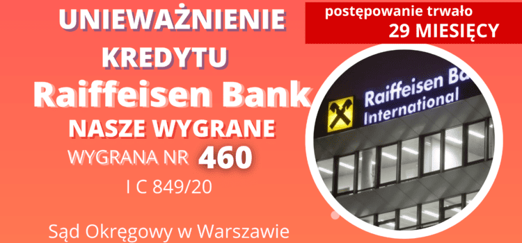 Sąd Okręgowy w Warszawie unieważnia kredyt hipoteczny we frankach Raiffeisen BI naszych Klientów