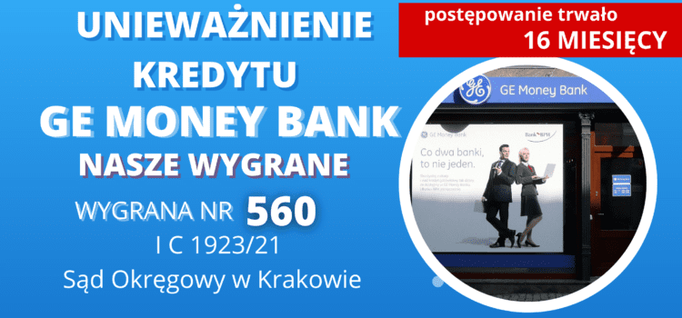 Unieważnienie kredytu we frankach GE Money Bank S.A. z 2006 r. i 252.294,29 zł dla naszych Klientów. Wygrywamy w Krakowie